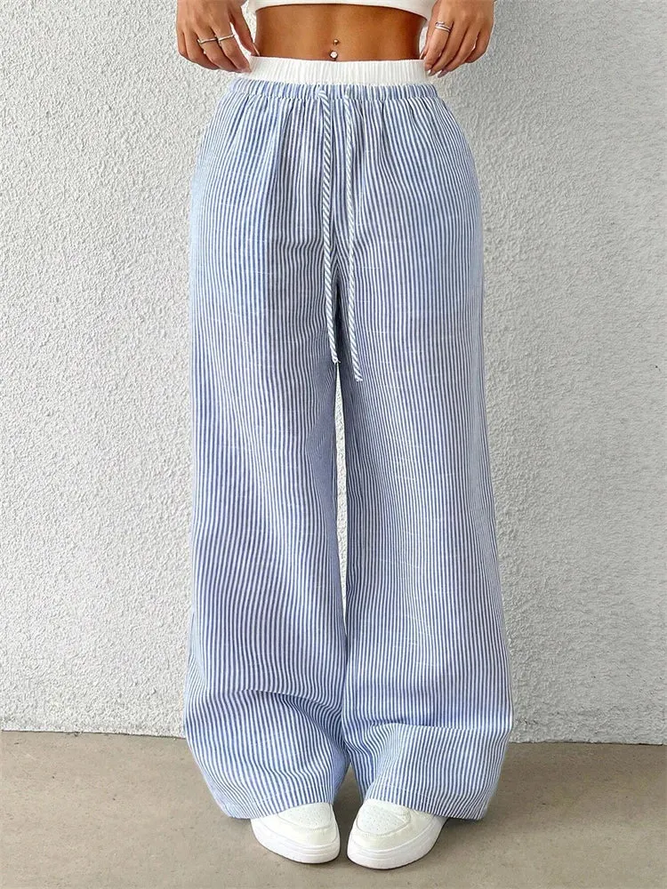 Striped Elegance Wide-Leg Pants – Casual & Chic
