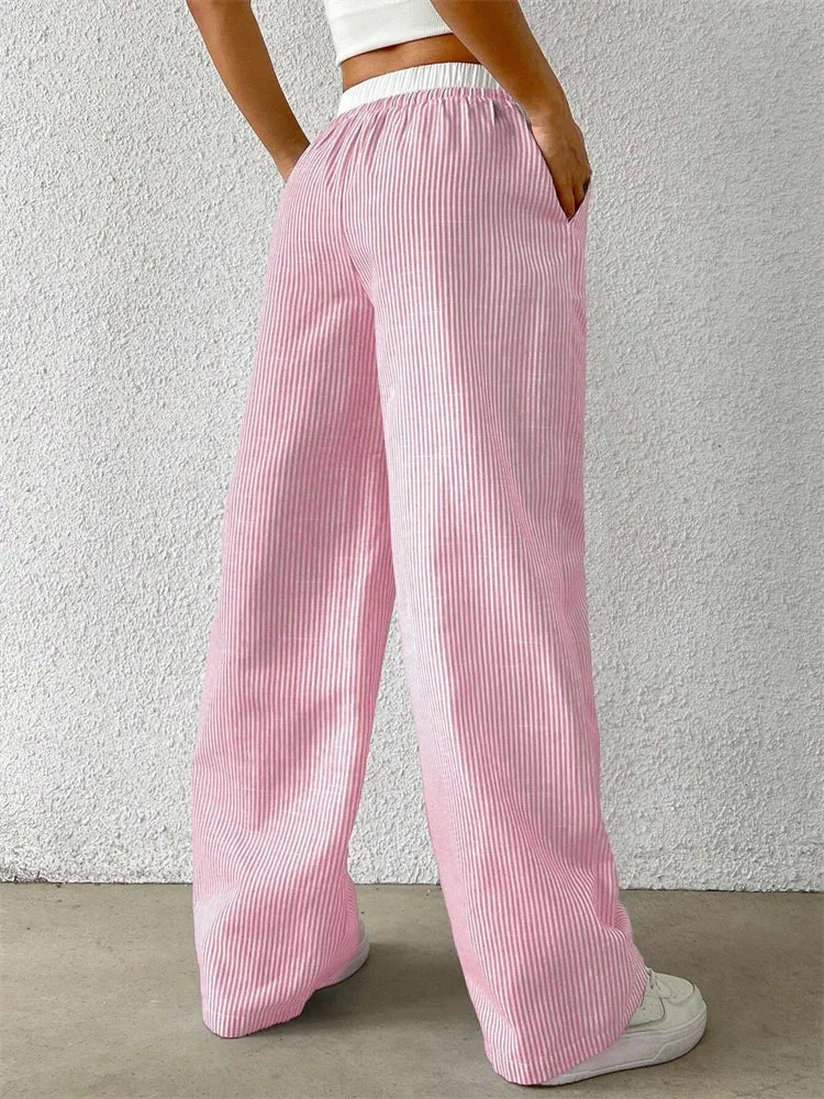 Striped Elegance Wide-Leg Pants – Casual & Chic