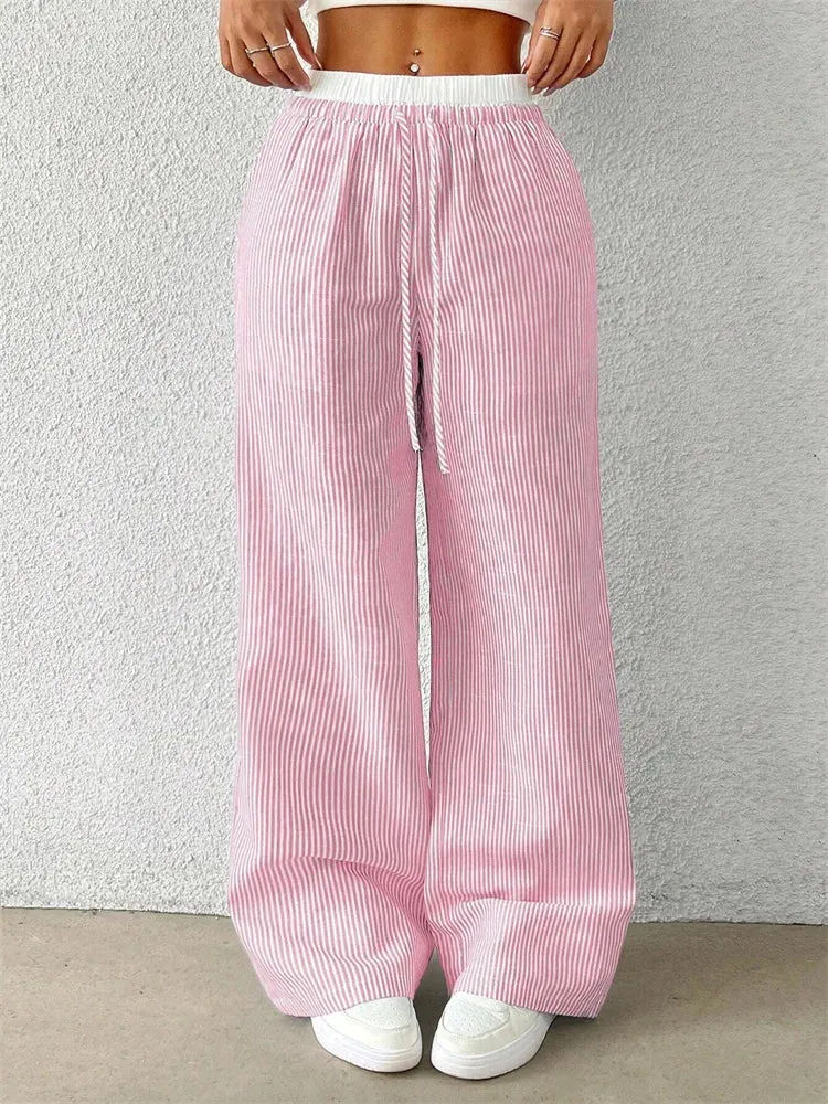 Striped Elegance Wide-Leg Pants – Casual & Chic