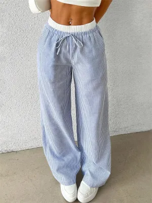 Striped Elegance Wide-Leg Pants – Casual & Chic