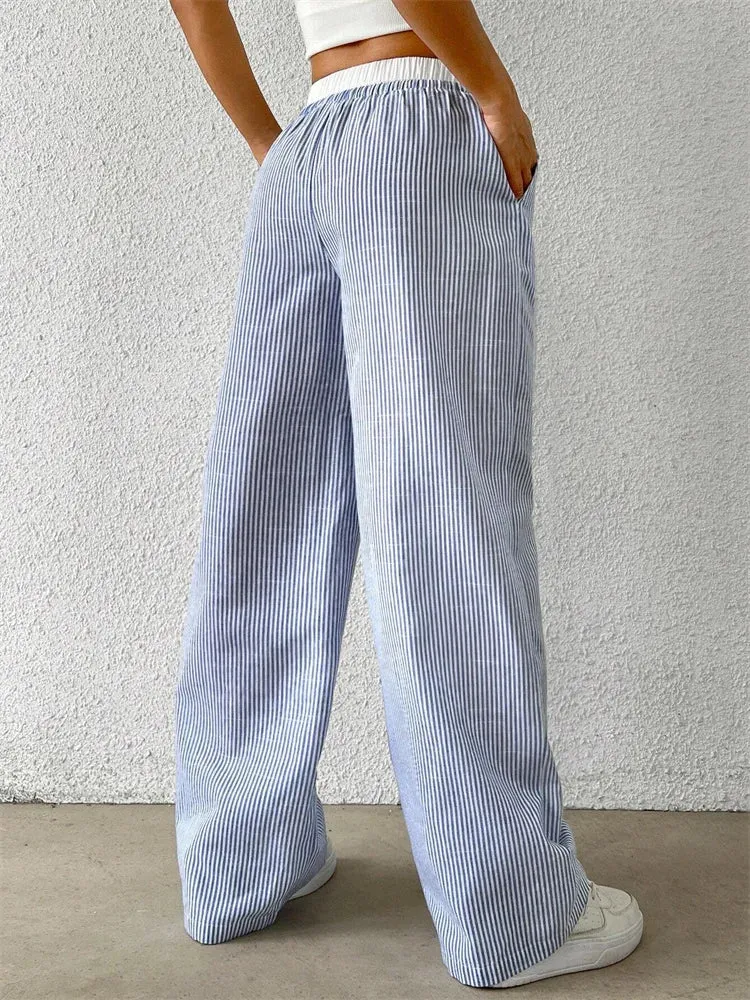 Striped Elegance Wide-Leg Pants – Casual & Chic