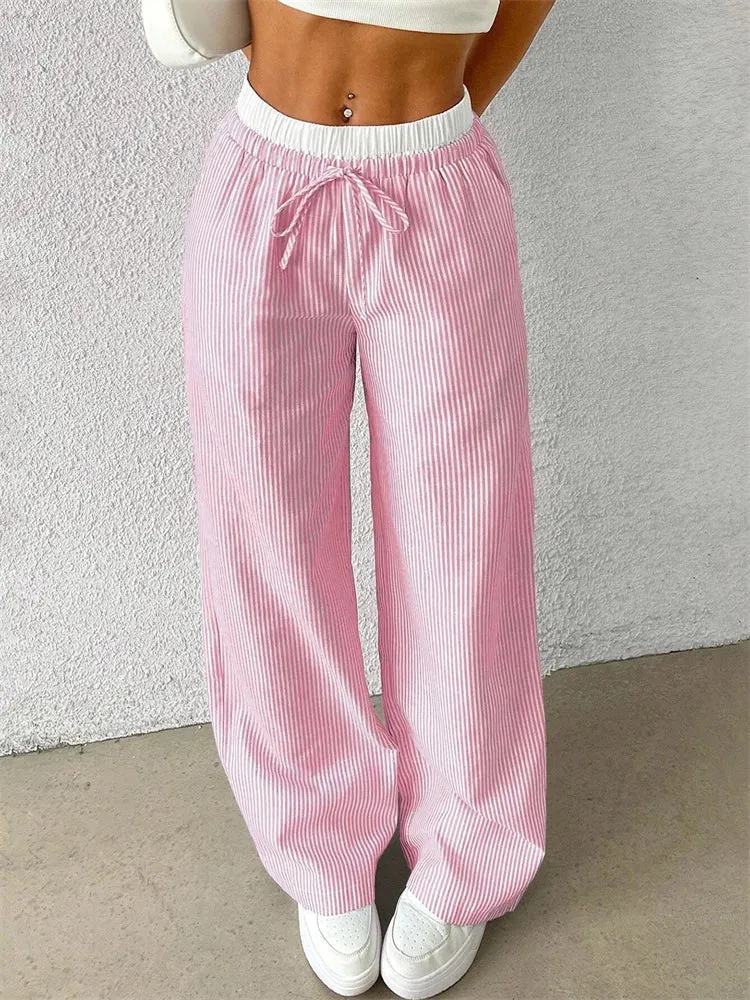 Striped Elegance Wide-Leg Pants – Casual & Chic