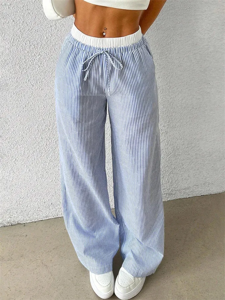 Striped Elegance Wide-Leg Pants – Casual & Chic