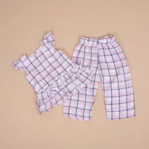 Stylish Pink & Blue Checkered Co-ord Set for Girls
