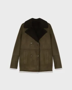 Suede merino pea coat