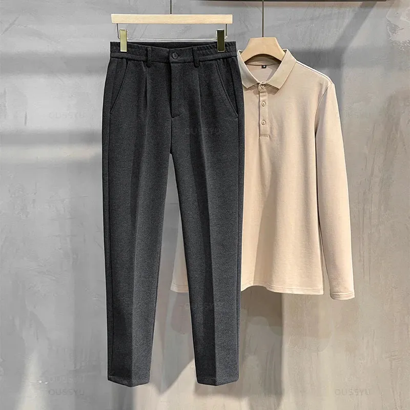 Suit Pants Men Thick Business Elastic Waist Classic