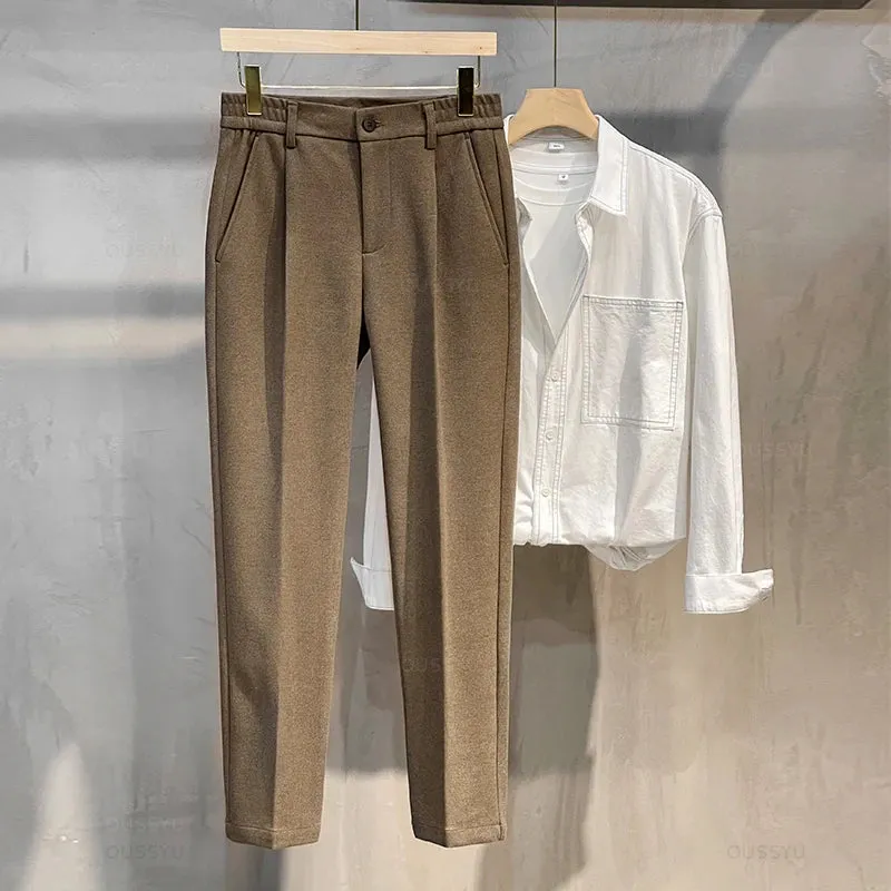 Suit Pants Men Thick Business Elastic Waist Classic