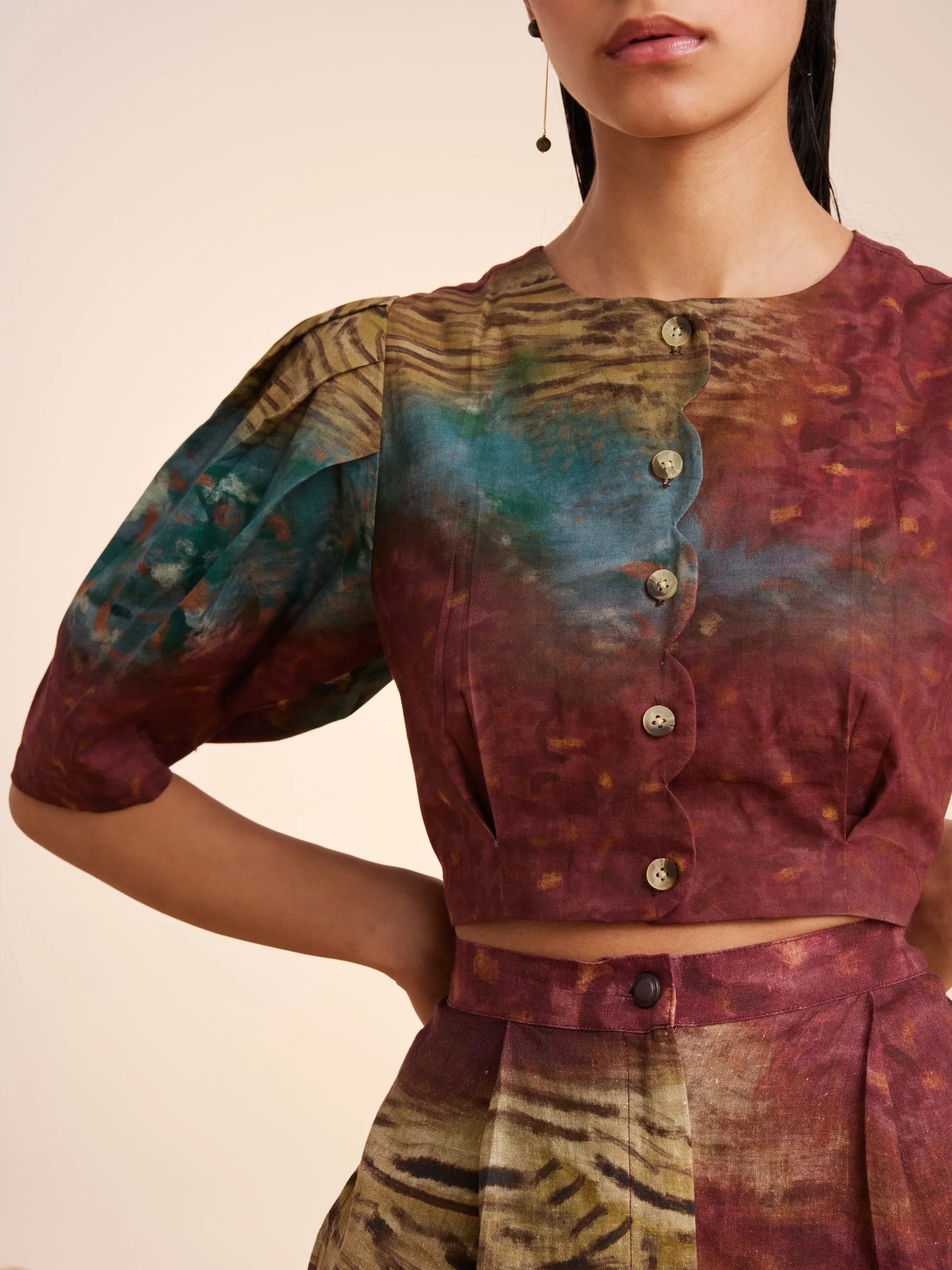 Summer Co-Ord Scalloped-Grain-Cotton Satin Linen-Ss25-Scl-Set-Grain-Cord