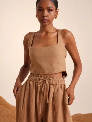 Summer Co-Ord Set June-Sand-Linen-Ss25-Js-Sand-Cord