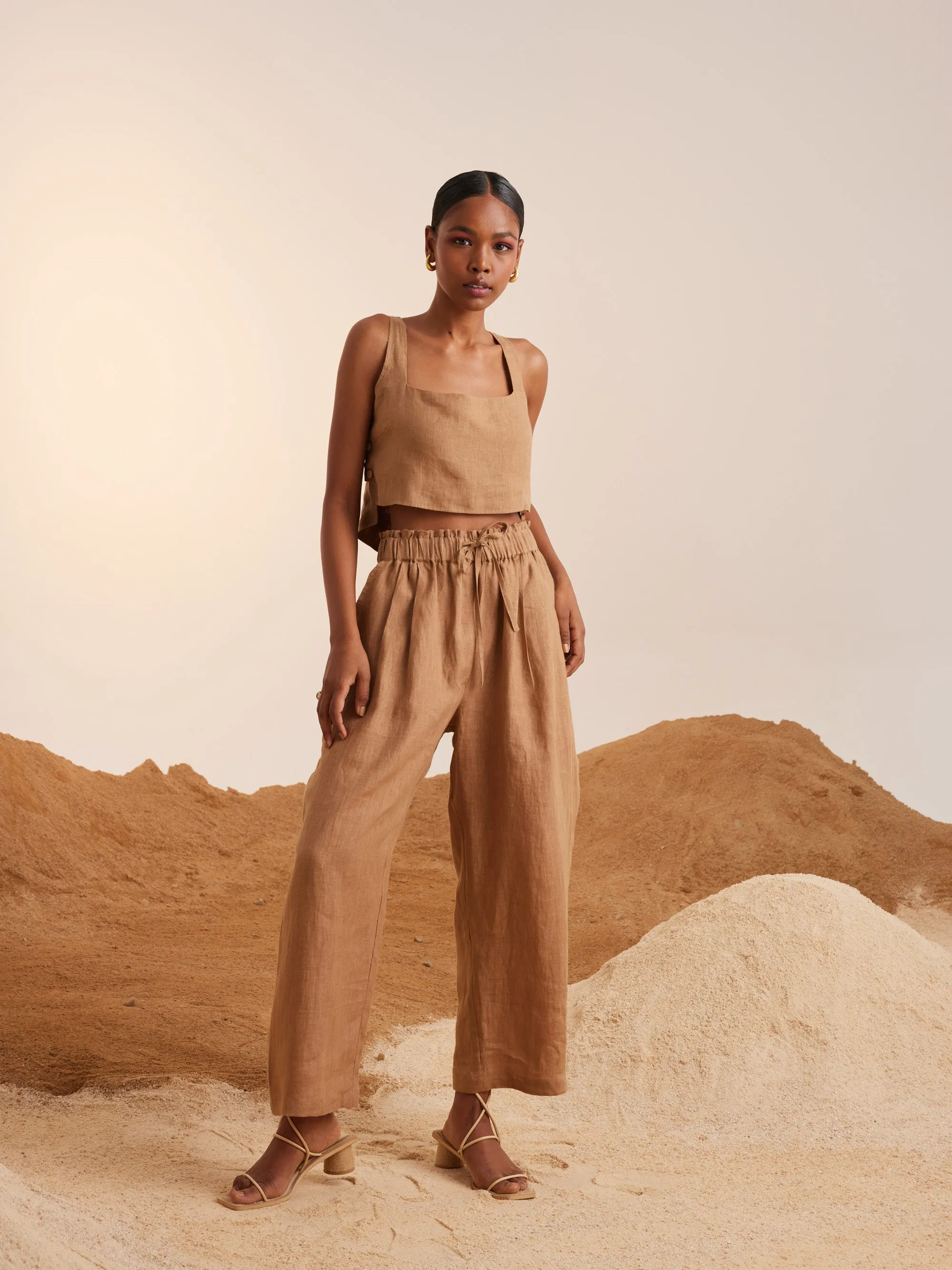 Summer Co-Ord Set June-Sand-Linen-Ss25-Js-Sand-Cord