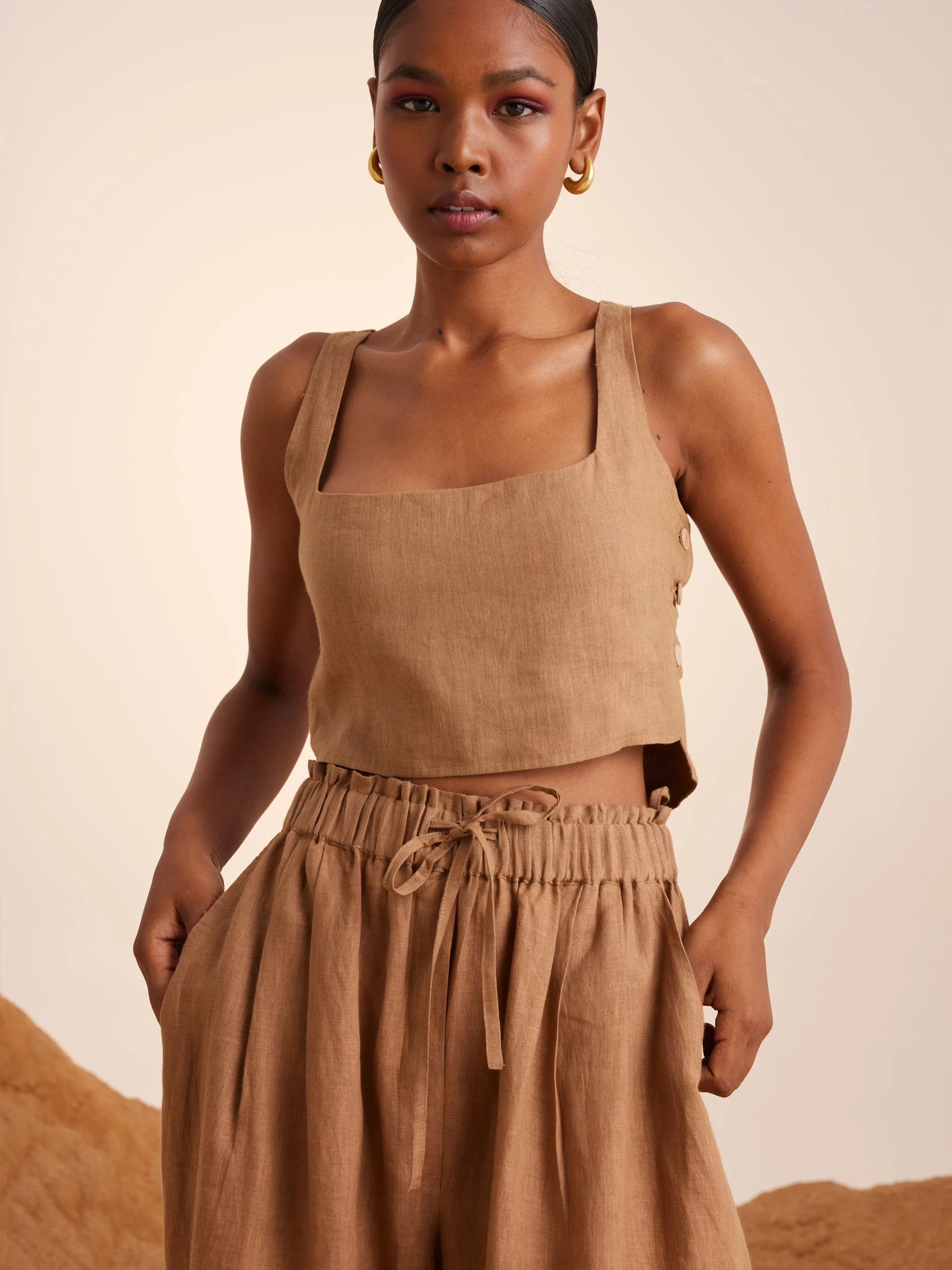 Summer Co-Ord Set June-Sand-Linen-Ss25-Js-Sand-Cord