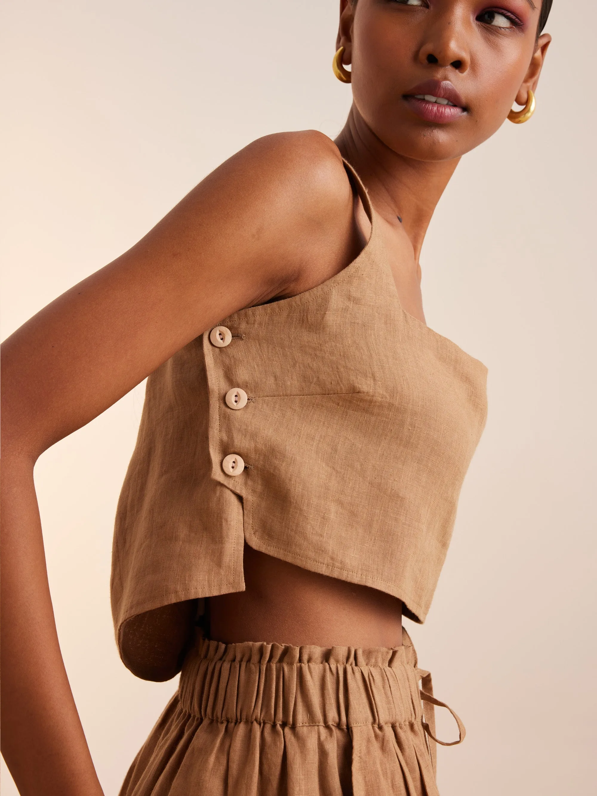 Summer Co-Ord Set June-Sand-Linen-Ss25-Js-Sand-Cord