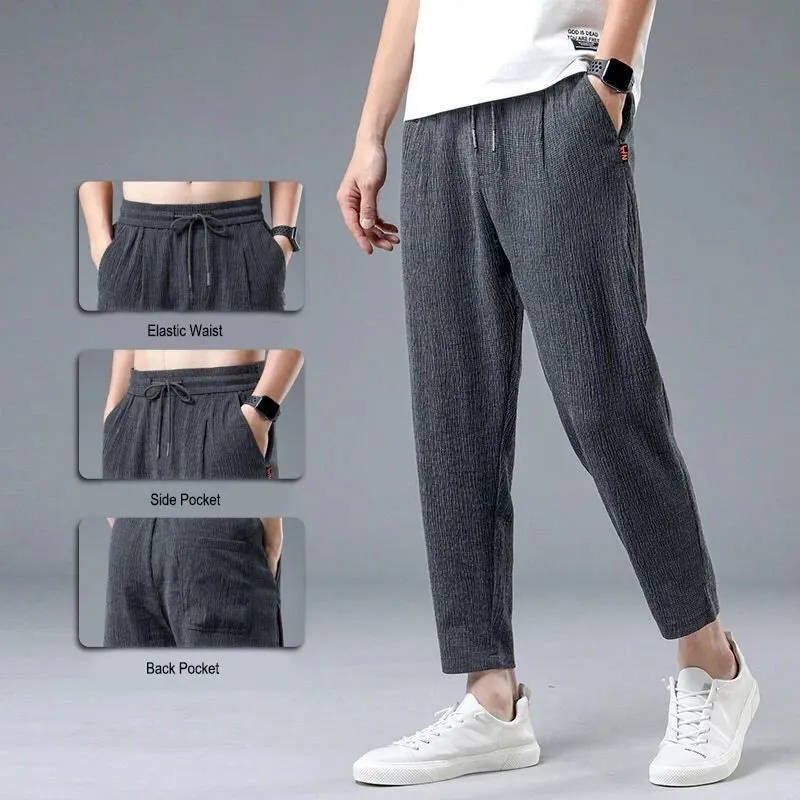 Summer Ice Silk Linen Men's Casual Sweatpants
