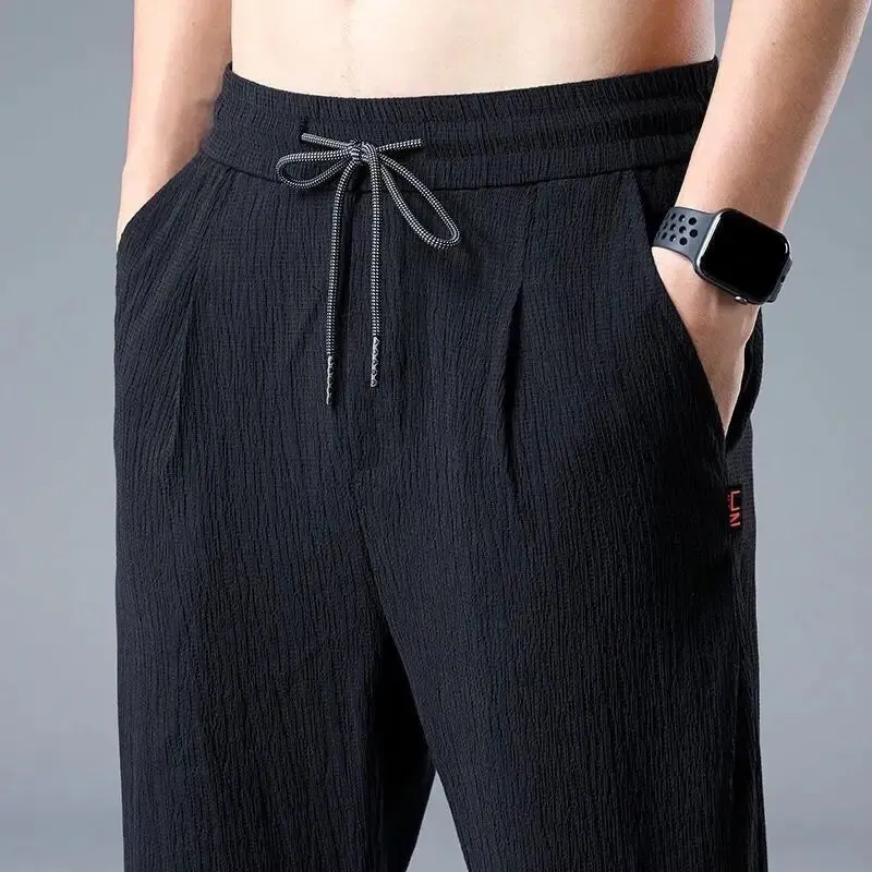 Summer Ice Silk Linen Men's Casual Sweatpants