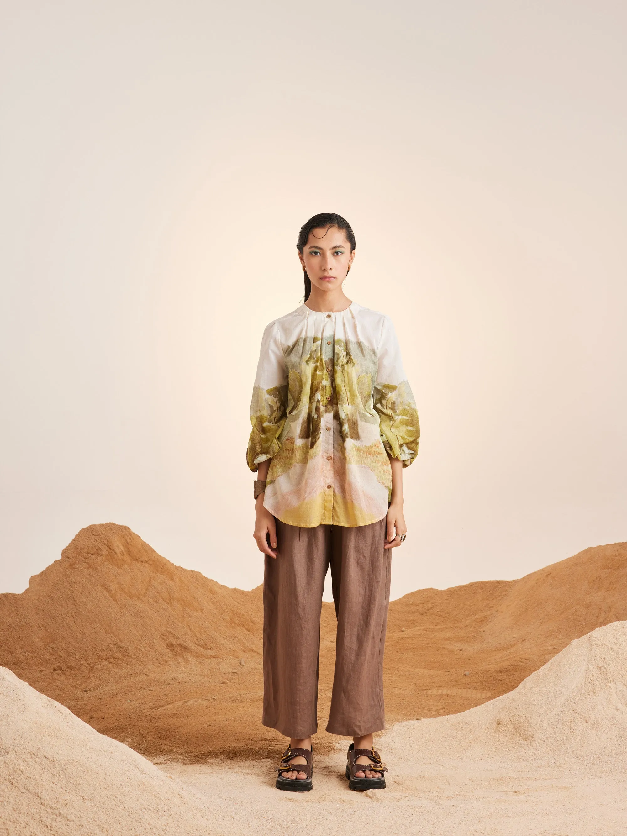 Summer Shirt Top Pleated Neck-Dale-Cotton Voile-Ss25-Pns-Dale-Cord