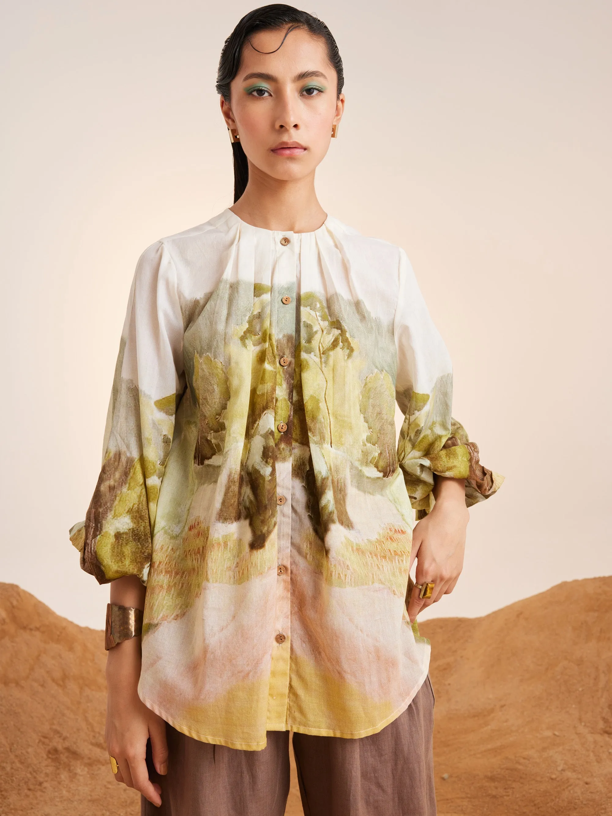 Summer Shirt Top Pleated Neck-Dale-Cotton Voile-Ss25-Pns-Dale-Cord