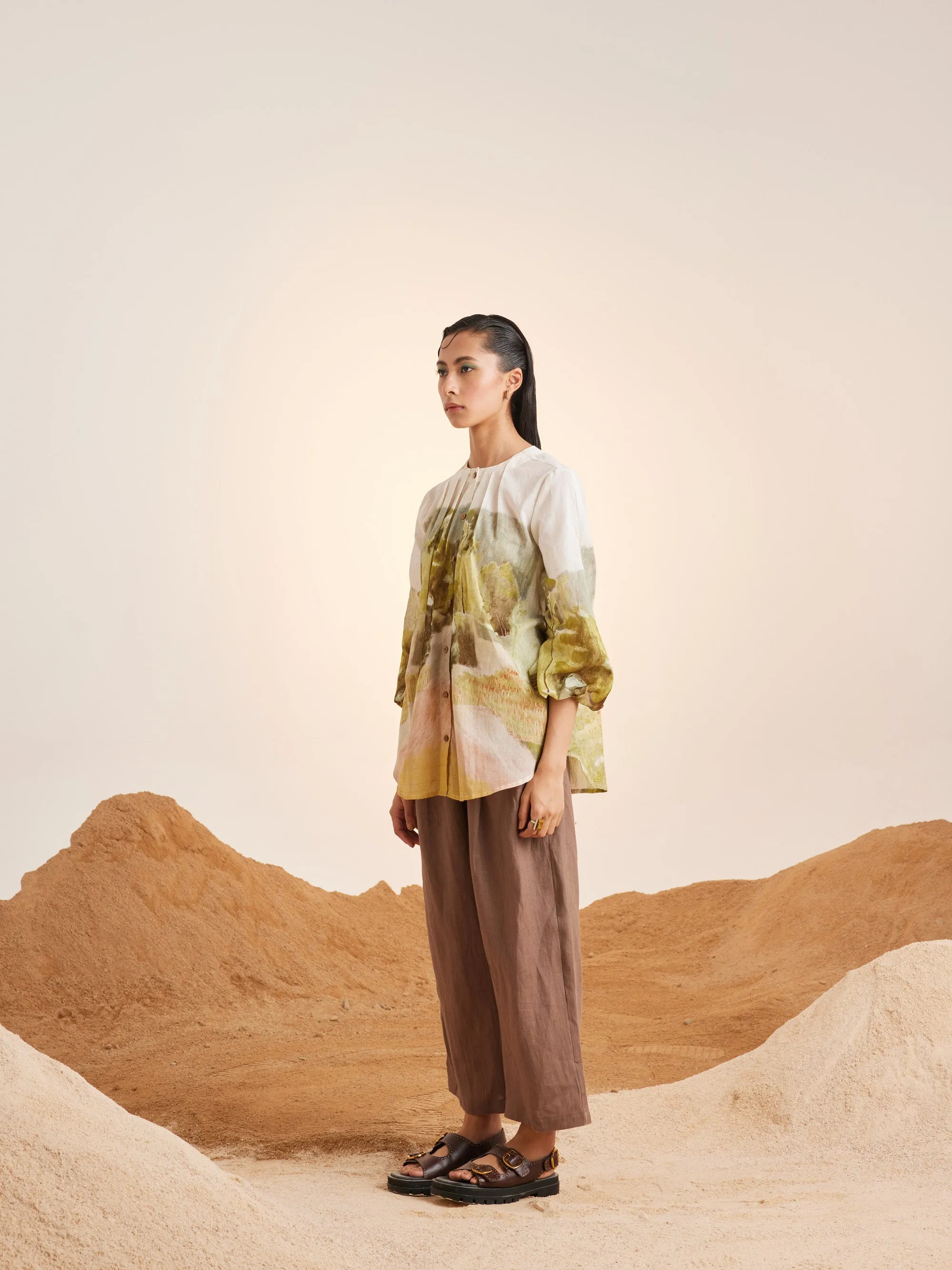 Summer Shirt Top Pleated Neck-Dale-Cotton Voile-Ss25-Pns-Dale-Cord