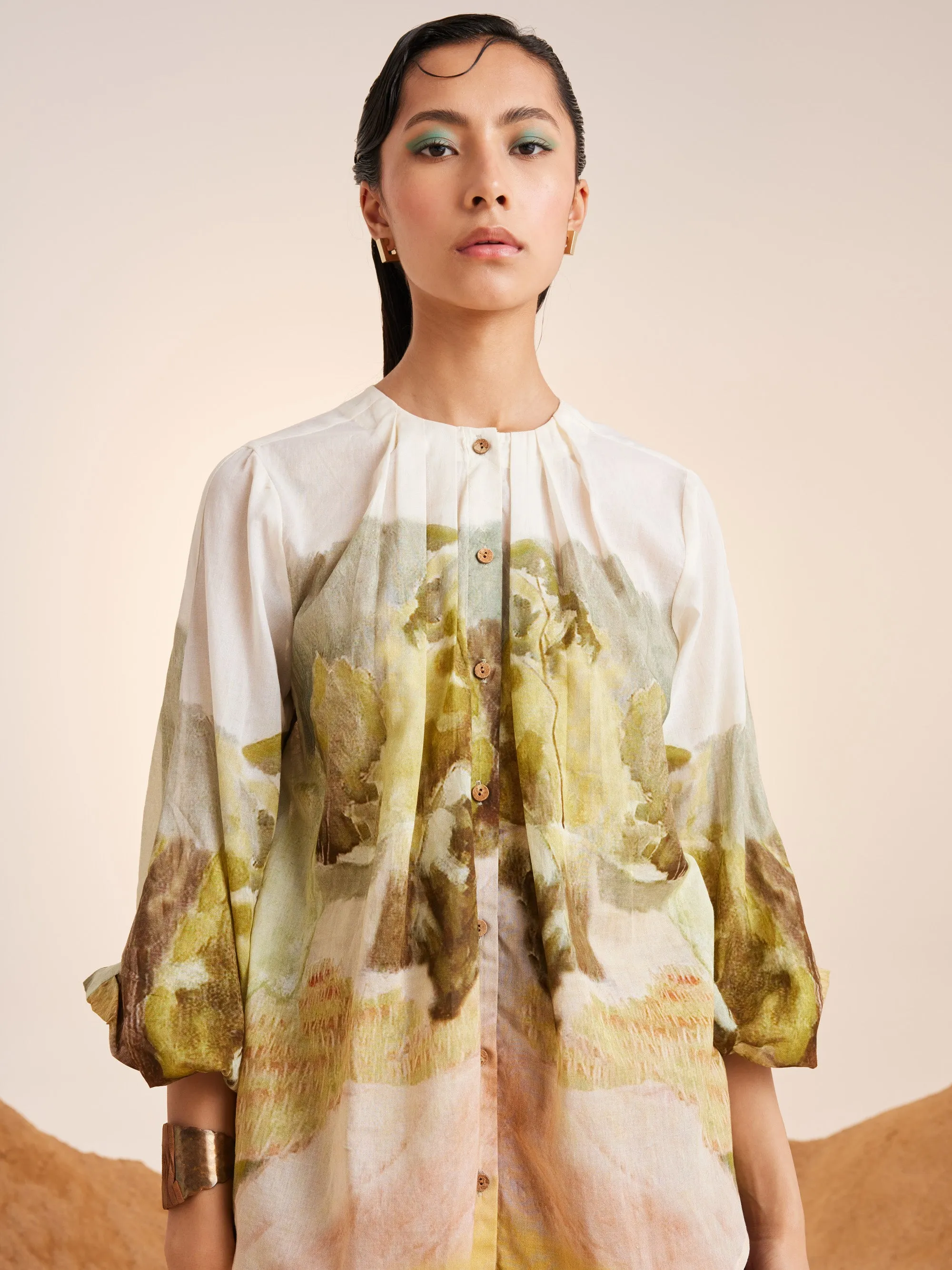 Summer Shirt Top Pleated Neck-Dale-Cotton Voile-Ss25-Pns-Dale-Cord