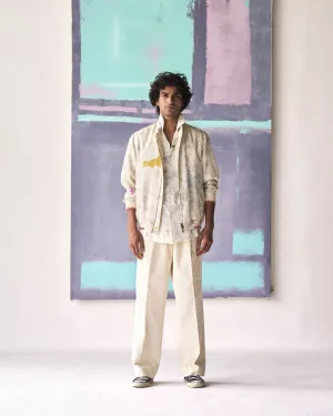 Summer Trousers Single Pleat Corduroy White P125CD09 SuketDhir