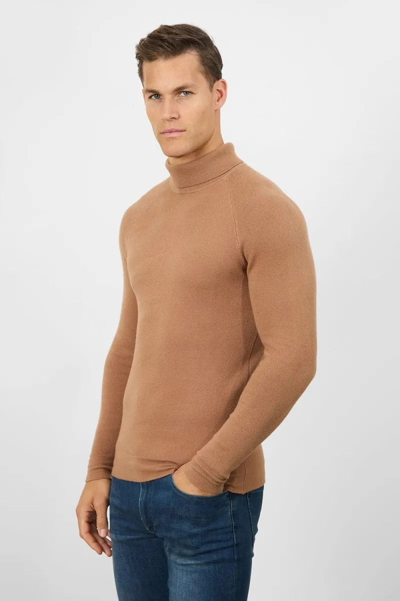 Supersoft Roll Neck in Camel