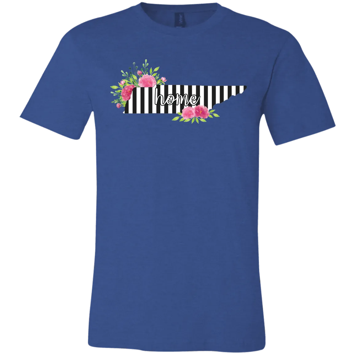 Tennessee Home Striped Floral Bella Canvas Tee – Your Cozy, Stylish Tribute to the Volunteer State