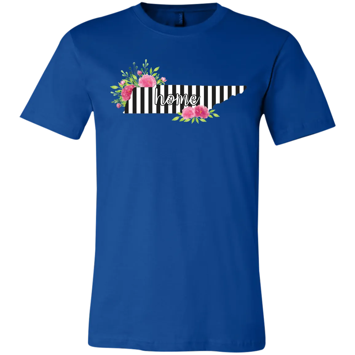 Tennessee Home Striped Floral Bella Canvas Tee – Your Cozy, Stylish Tribute to the Volunteer State