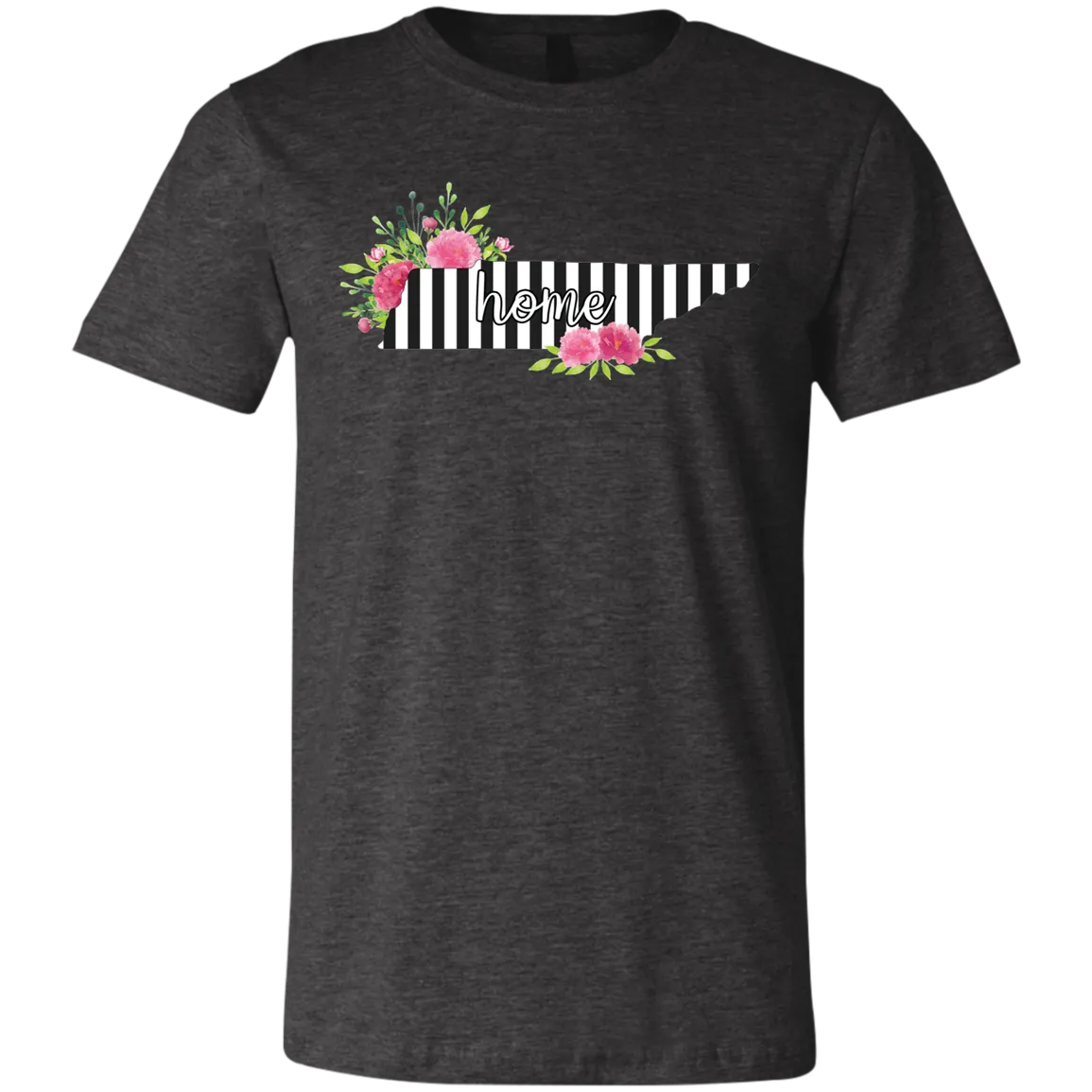 Tennessee Home Striped Floral Bella Canvas Tee – Your Cozy, Stylish Tribute to the Volunteer State