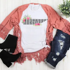 Tennessee Home Striped Floral Bella Canvas Tee – Your Cozy, Stylish Tribute to the Volunteer State