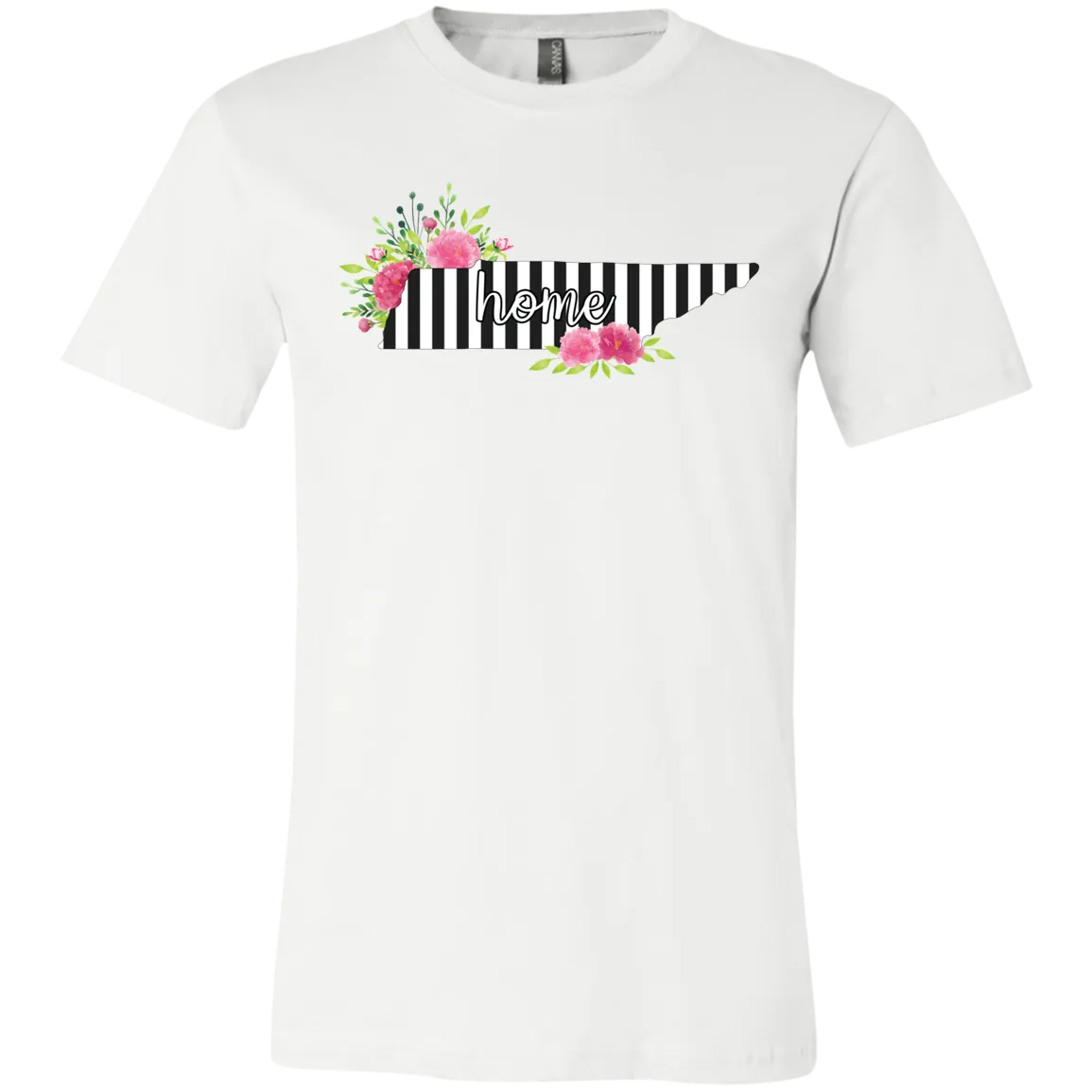 Tennessee Home Striped Floral Bella Canvas Tee – Your Cozy, Stylish Tribute to the Volunteer State