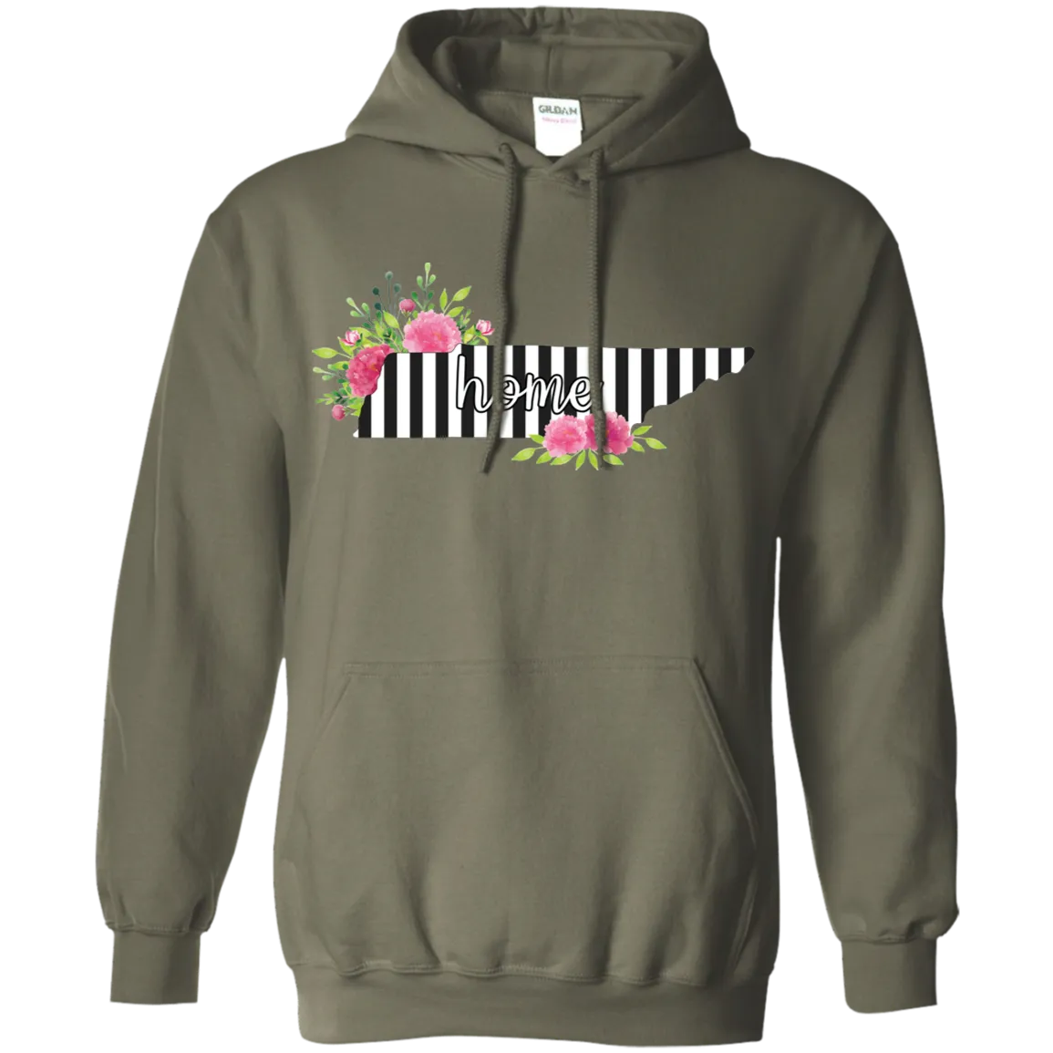 Tennessee Home Striped Floral Gildan Hoodie – A Cozy Tribute to the Volunteer State