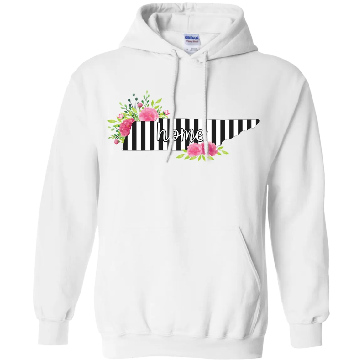 Tennessee Home Striped Floral Gildan Hoodie – A Cozy Tribute to the Volunteer State