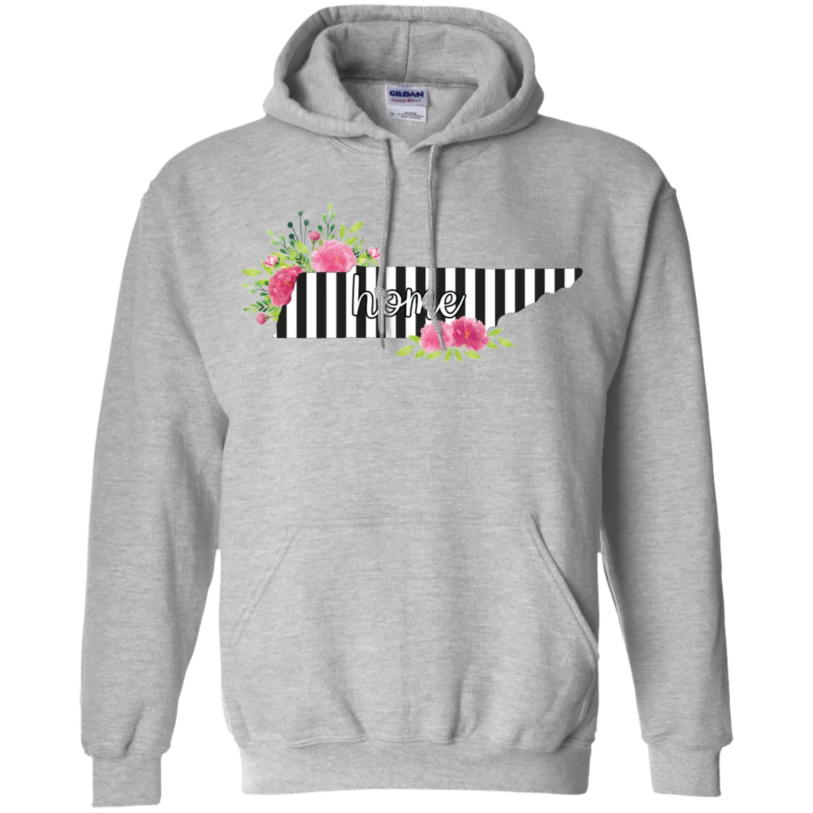 Tennessee Home Striped Floral Gildan Hoodie – A Cozy Tribute to the Volunteer State