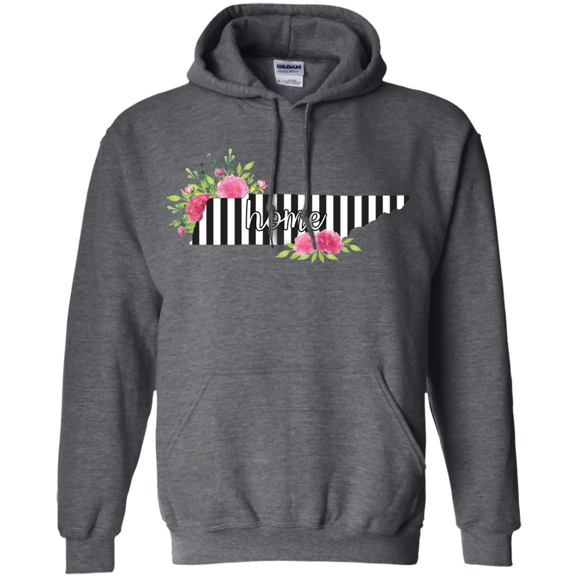 Tennessee Home Striped Floral Gildan Hoodie – A Cozy Tribute to the Volunteer State