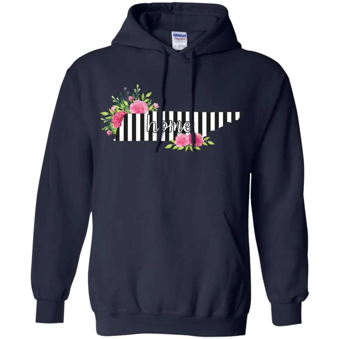 Tennessee Home Striped Floral Gildan Hoodie – A Cozy Tribute to the Volunteer State