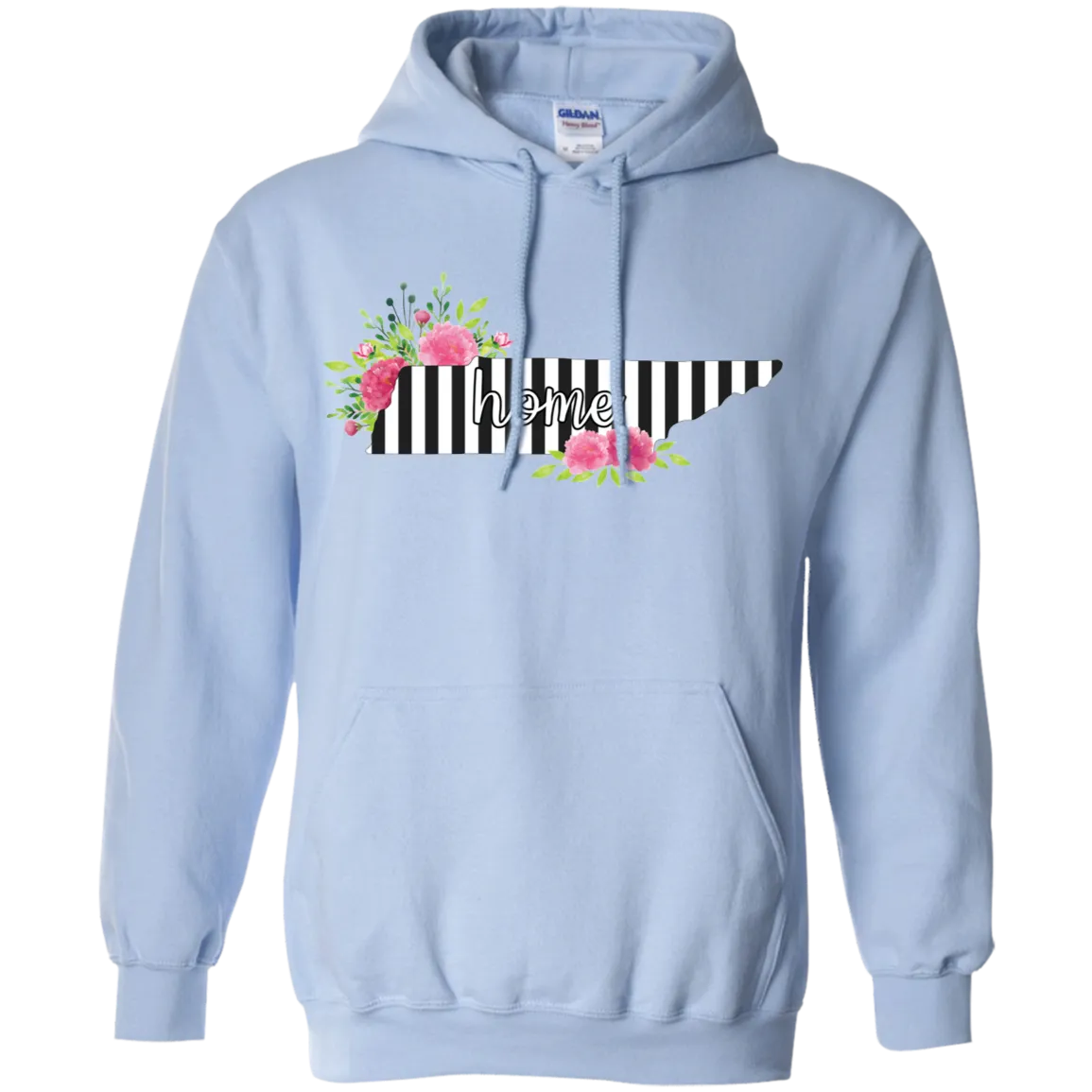 Tennessee Home Striped Floral Gildan Hoodie – A Cozy Tribute to the Volunteer State