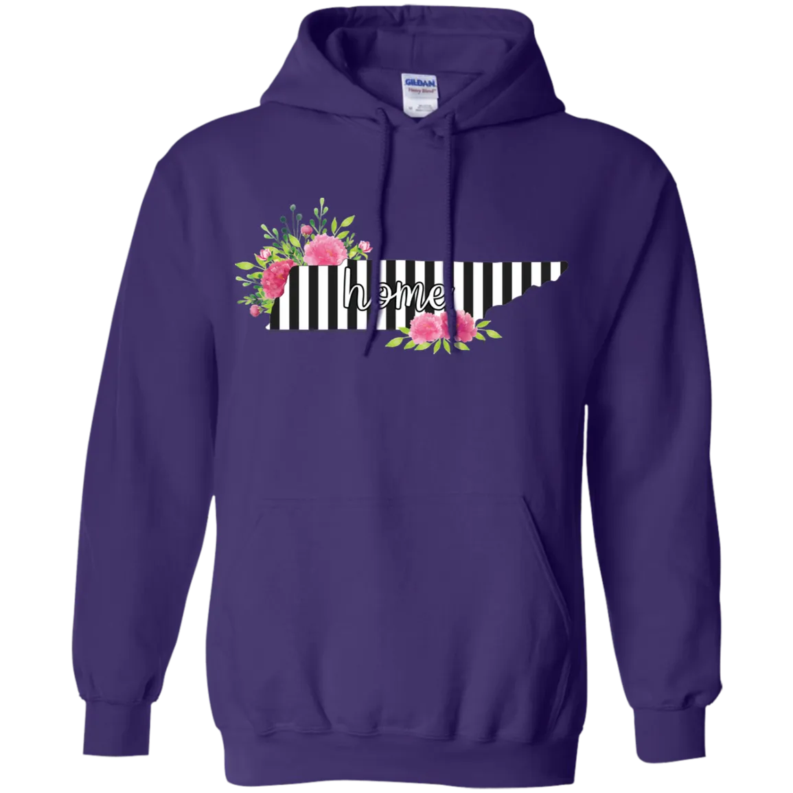 Tennessee Home Striped Floral Gildan Hoodie – A Cozy Tribute to the Volunteer State