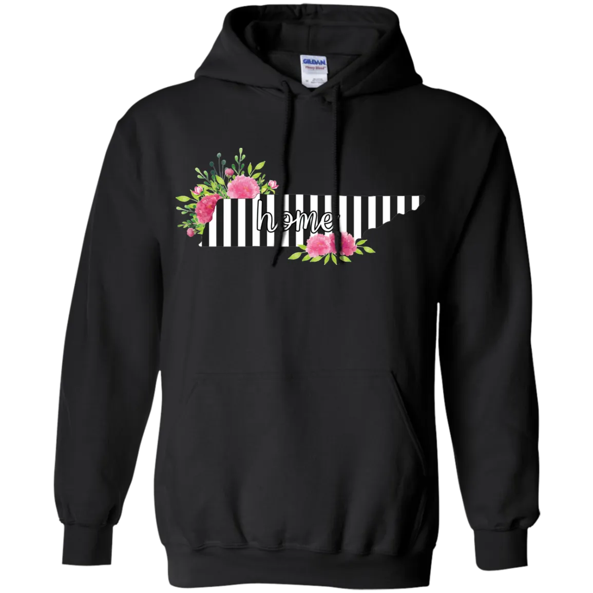 Tennessee Home Striped Floral Gildan Hoodie – A Cozy Tribute to the Volunteer State