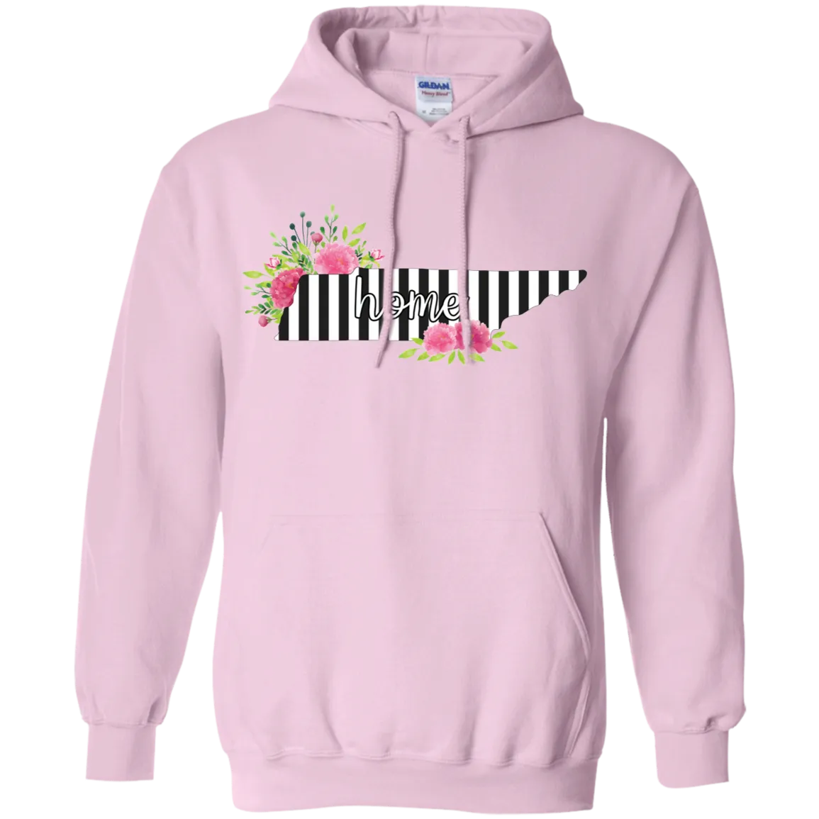 Tennessee Home Striped Floral Gildan Hoodie – A Cozy Tribute to the Volunteer State