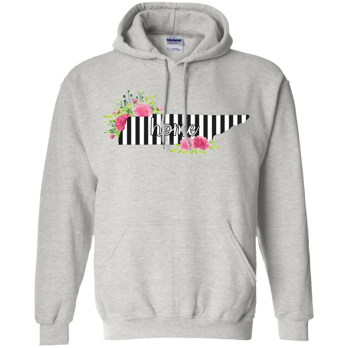 Tennessee Home Striped Floral Gildan Hoodie – A Cozy Tribute to the Volunteer State