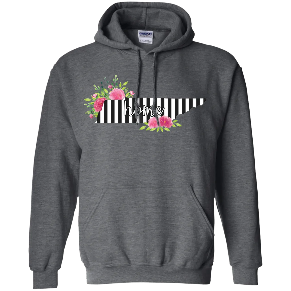 Tennessee Home Striped Floral Gildan Hoodie – A Cozy Tribute to the Volunteer State