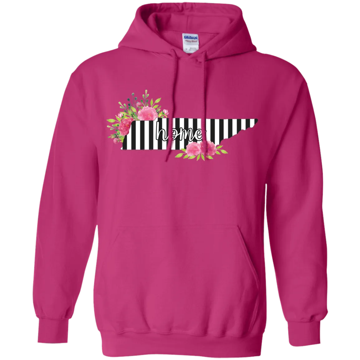 Tennessee Home Striped Floral Gildan Hoodie – A Cozy Tribute to the Volunteer State