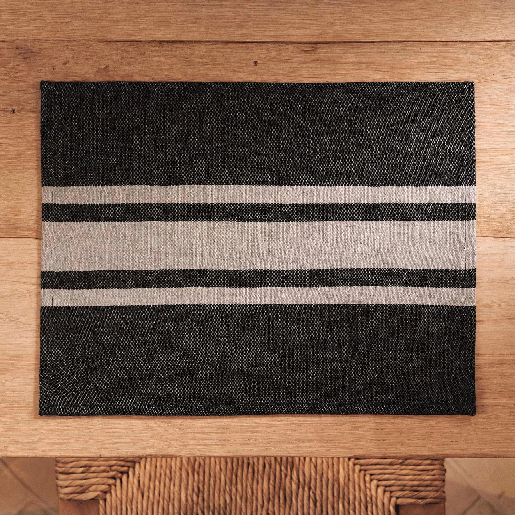 Three Stripe Placemat - Black/ Natural