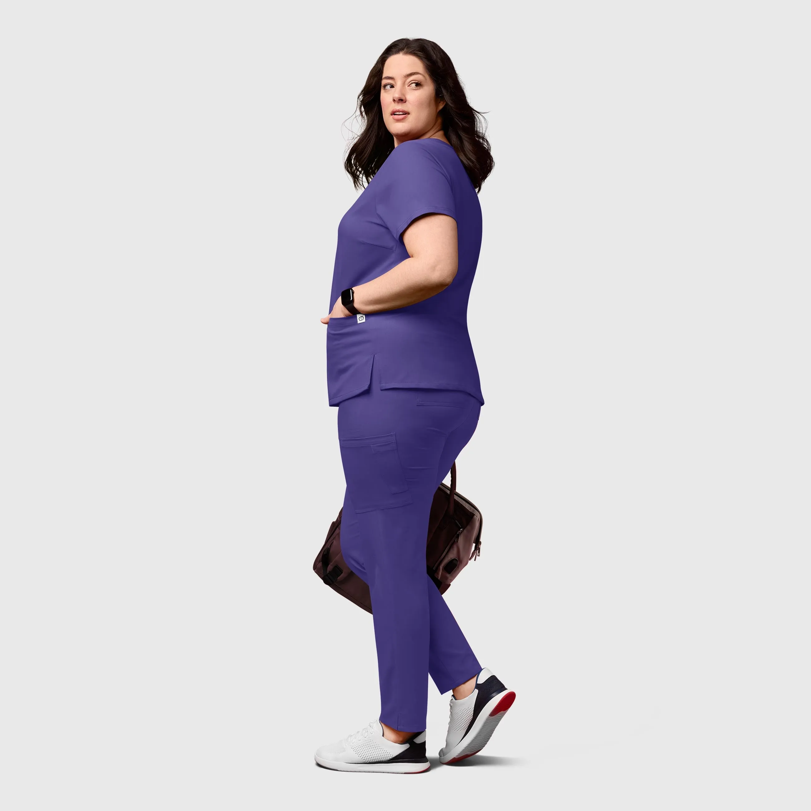 Thrive 5222 Cargo Straight Slim Leg Scrub Pants Grape
