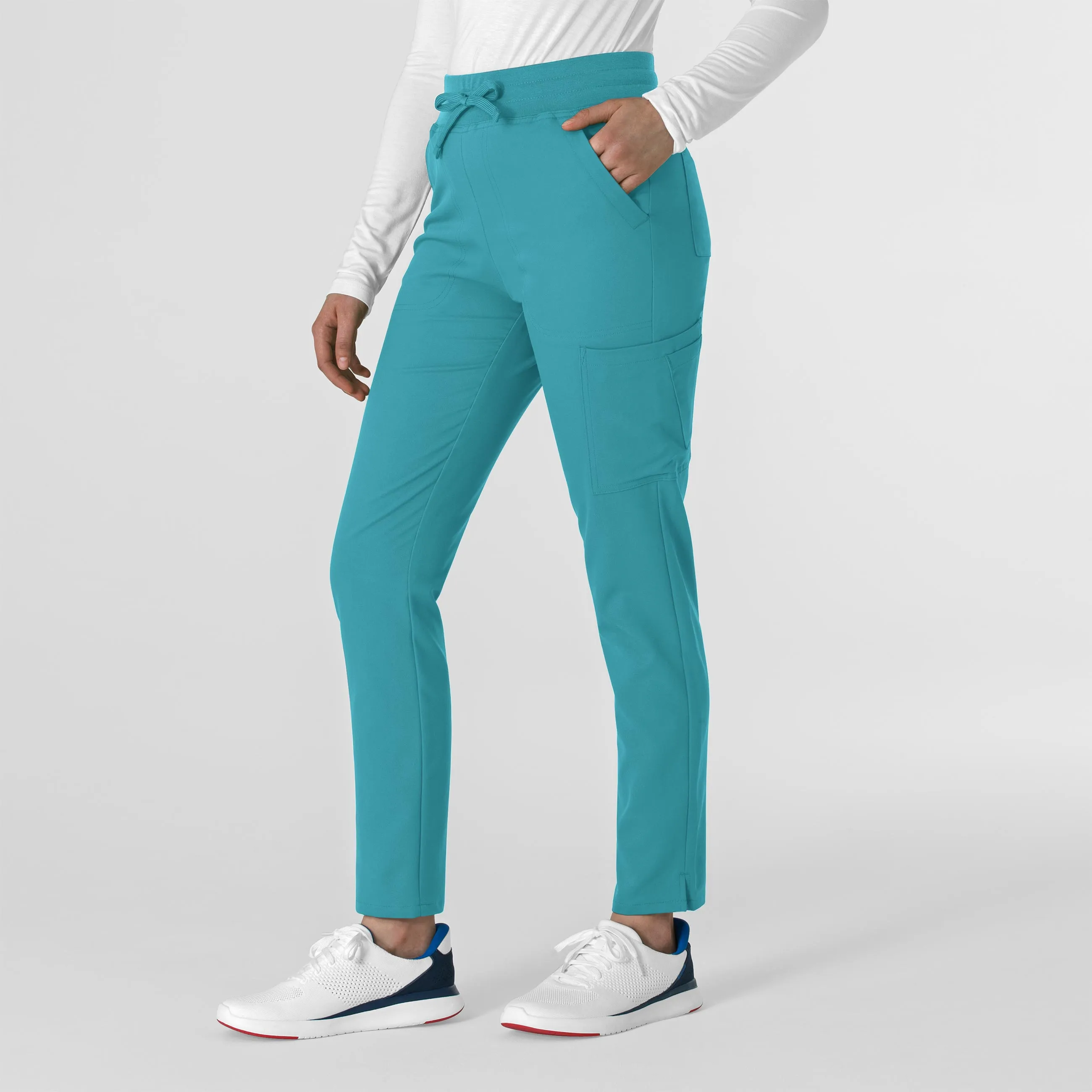 Thrive 5222 Cargo Straight Slim Leg Scrub Pants Teal Blue