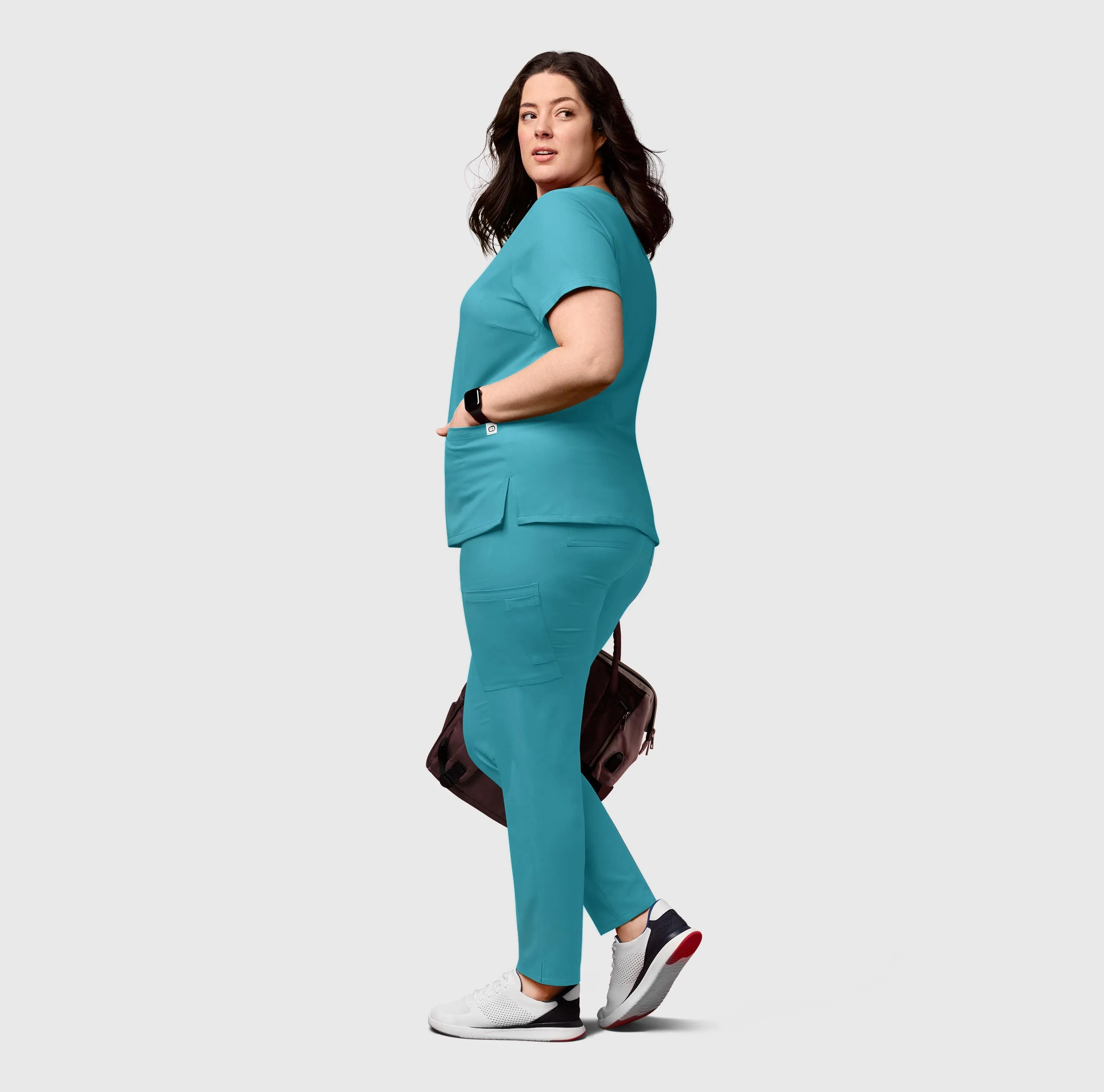 Thrive 5222 Cargo Straight Slim Leg Scrub Pants Teal Blue