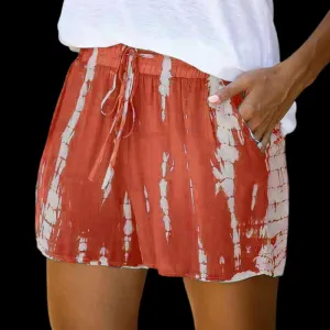 Tie-dye Striped Wide-leg Shorts