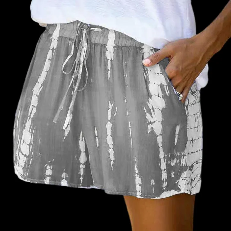Tie-dye Striped Wide-leg Shorts