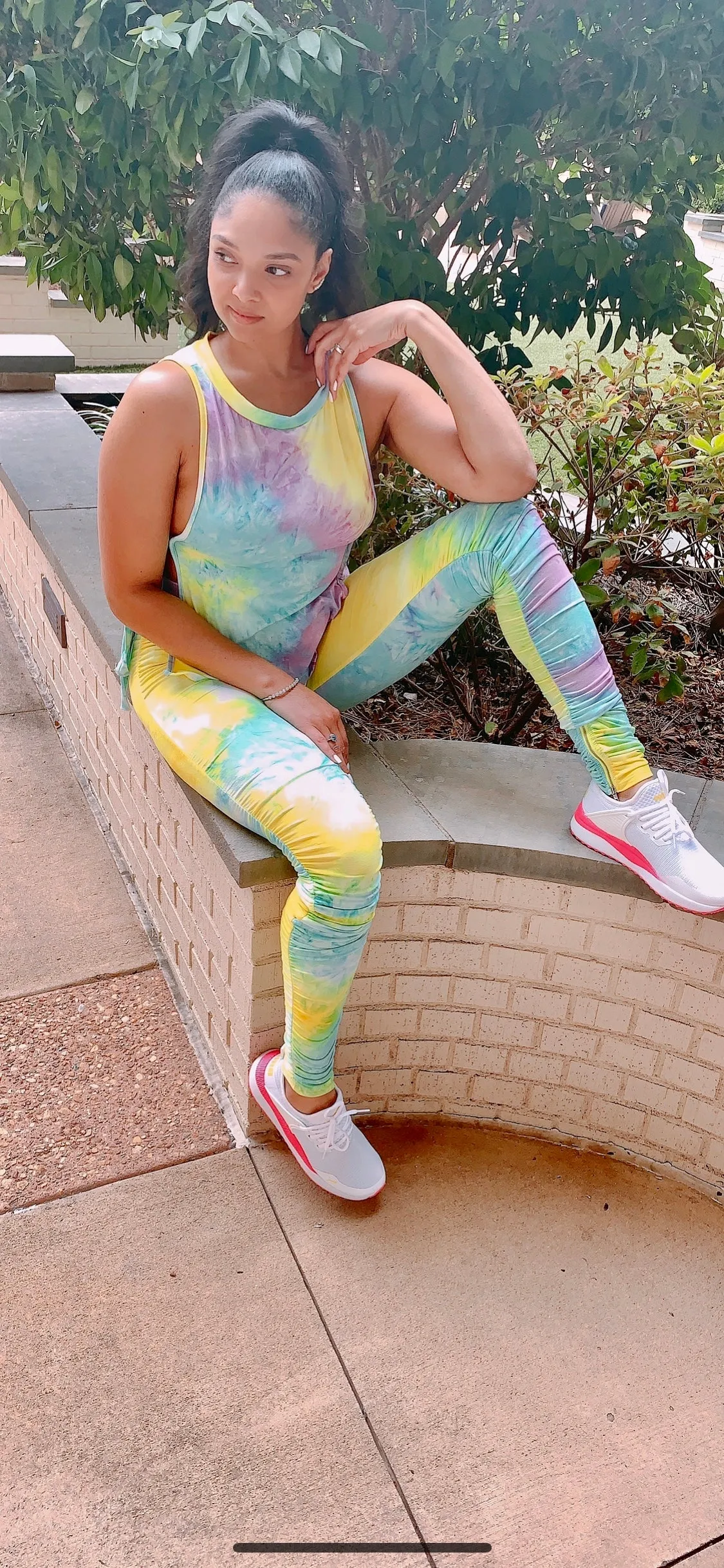 🔥TieDye STACKED Legs Pants Set with Matching  Side Tie Top