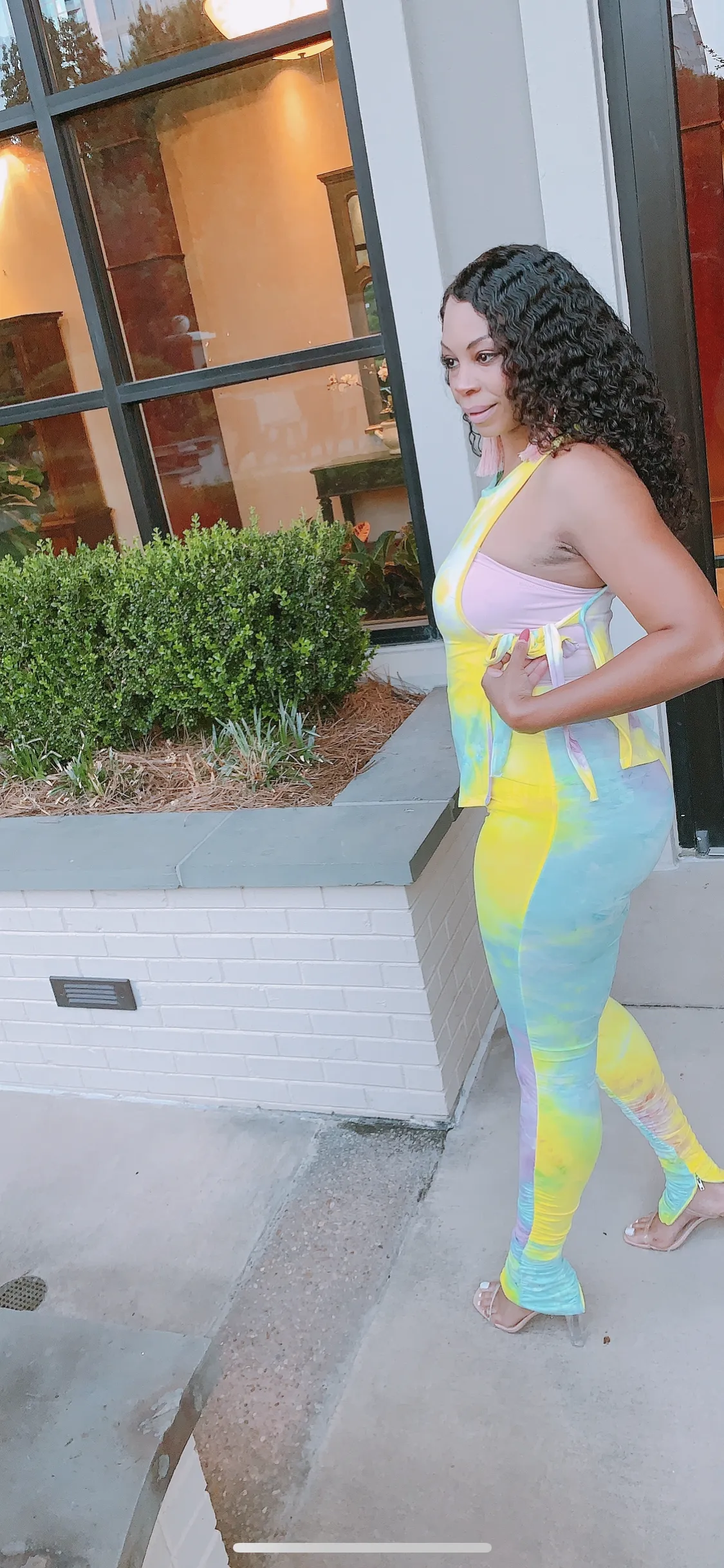 🔥TieDye STACKED Legs Pants Set with Matching  Side Tie Top