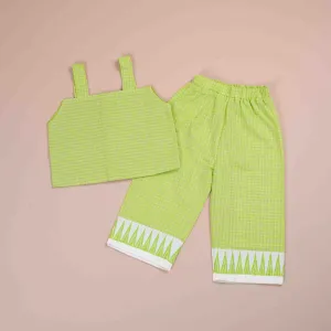 Trendy Lime Green Sleeveless Girls' CO-ORD Set – Cotton Comfort